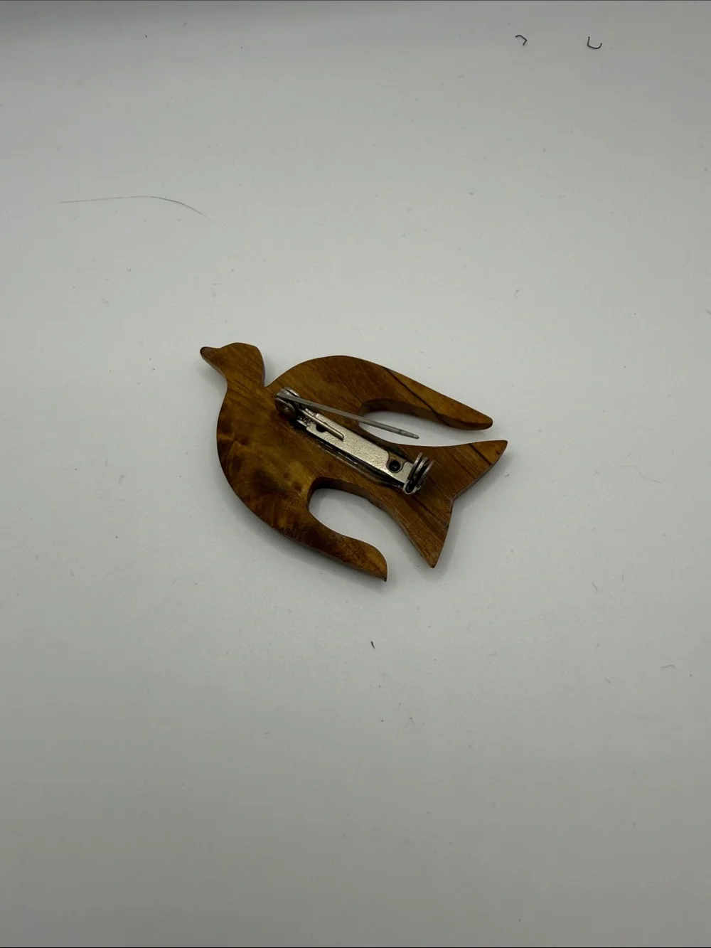 Vintage Hand Carved Wooden Bird Brooch Dove Swallow Artisan Wood Pin